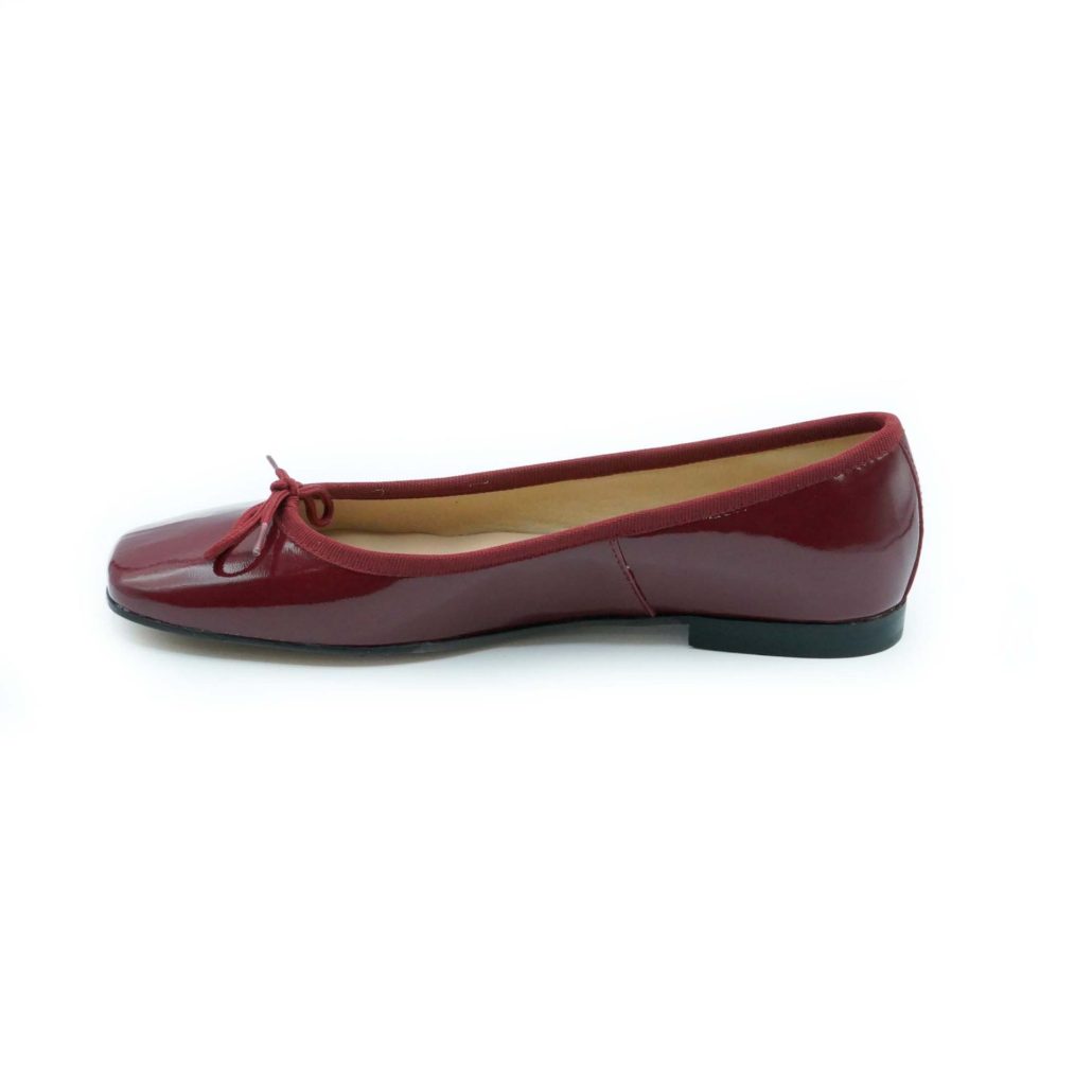 Lea Gu ballerina in vernice, fiocco frontale, punta quadrata, tacco 10mm Vendite Flash