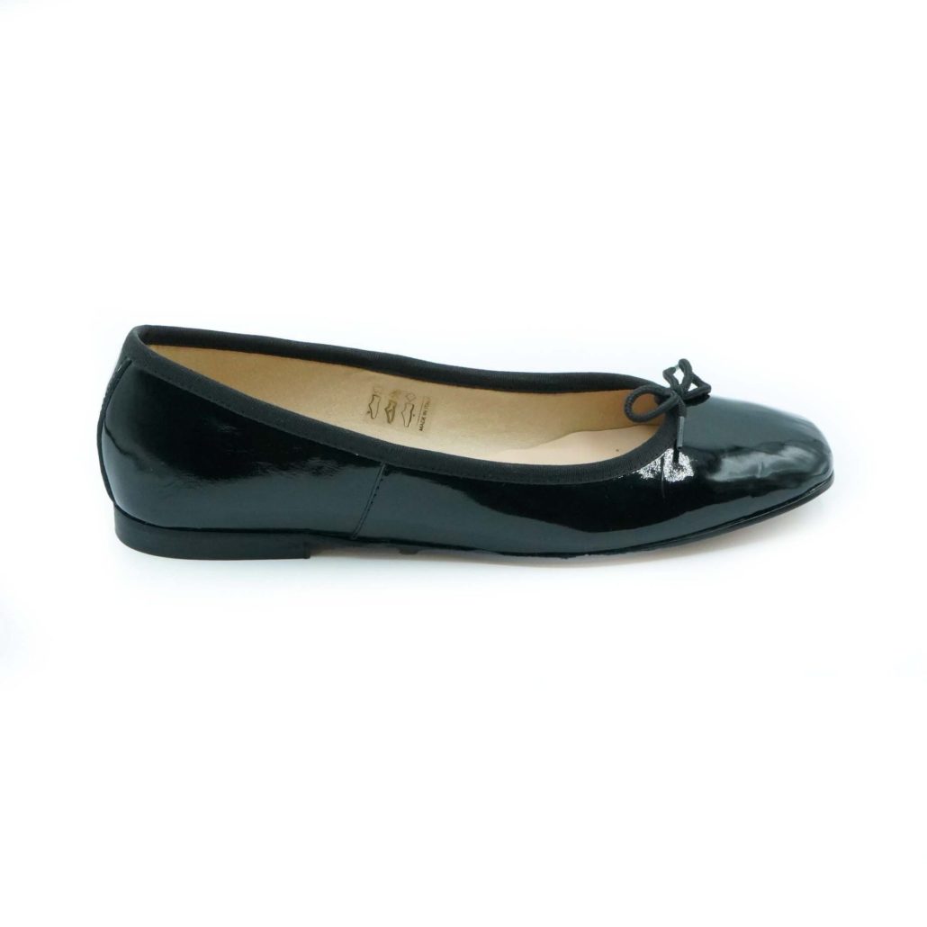 Lea Gu ballerina in vernice, fiocco frontale, punta quadrata, tacco 10mm Vendite Flash