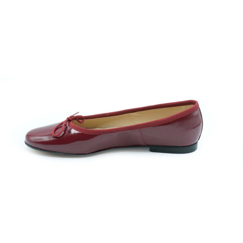 Lea Gu ballerina in vernice, fiocco frontale, punta tonda, tacco 10mm Negozio