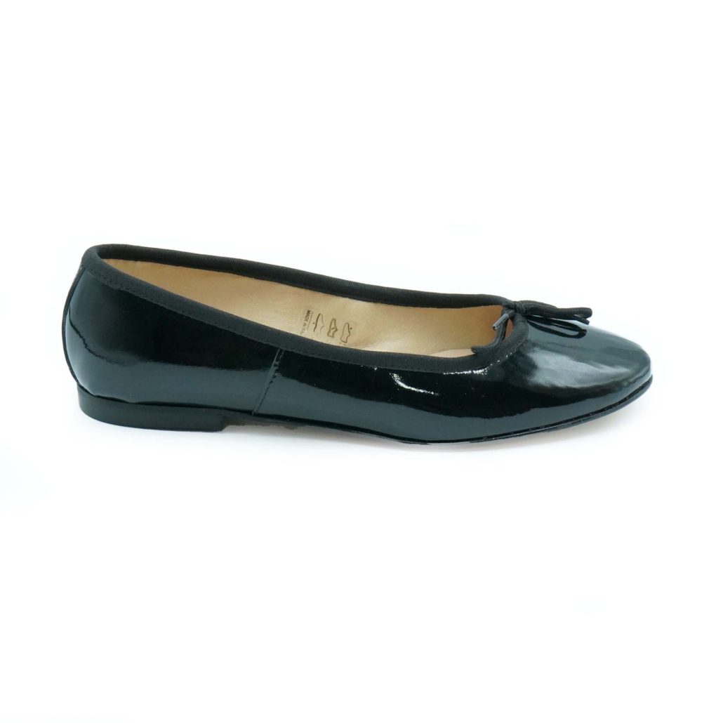 Lea Gu ballerina in vernice, fiocco frontale, punta tonda, tacco 10mm Negozio