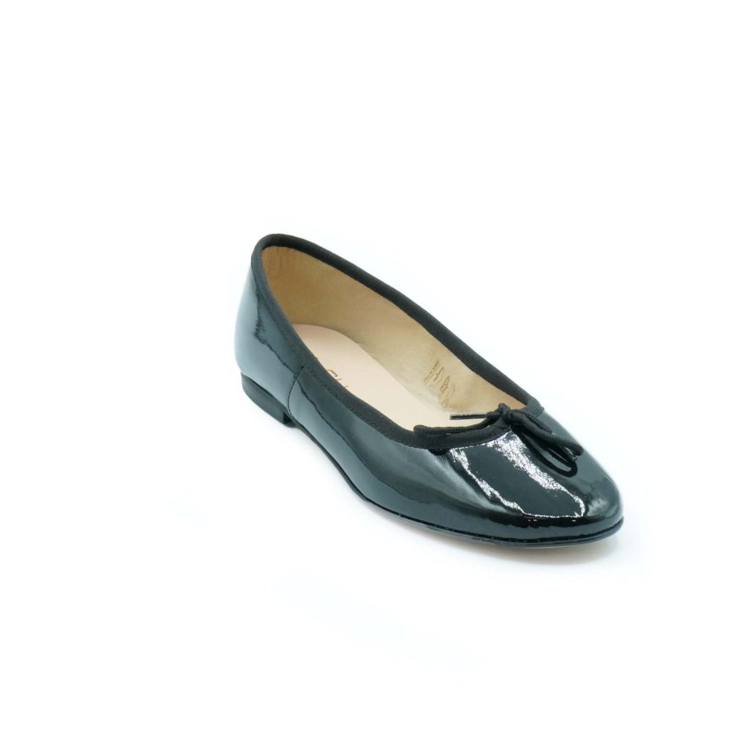 Lea Gu ballerina in vernice, fiocco frontale, punta tonda, tacco 10mm Negozio