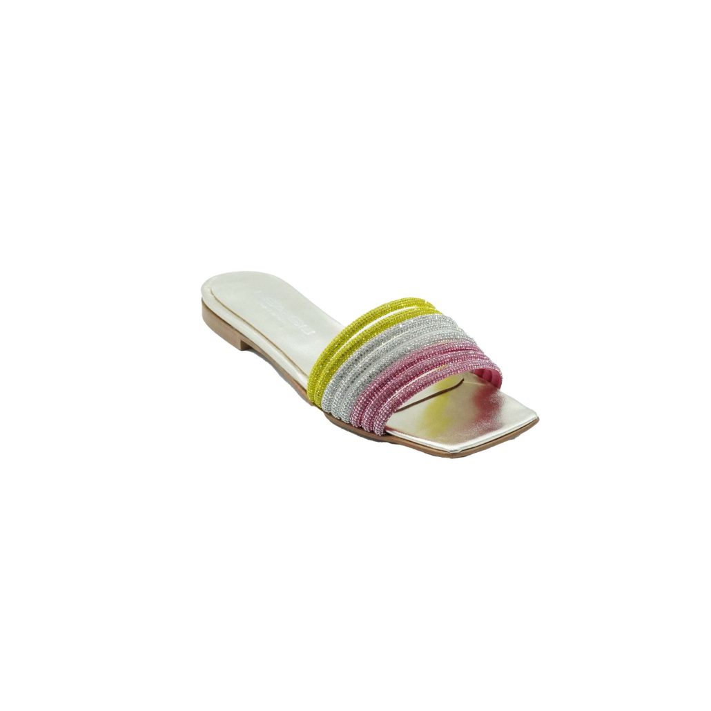 Lea Gu ciabattina in nappa laminata, fasce frontali, punta quadrata, tacco 10mm Promozione