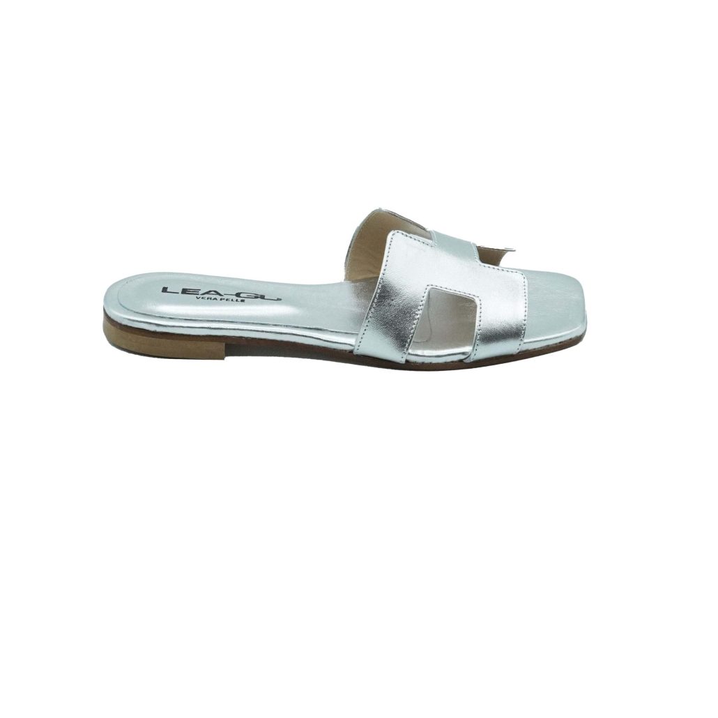 Lea Gu ciabattina in nappa laminata, fascia frontale, punta quadrata, tacco 10mm Pezzi Unici