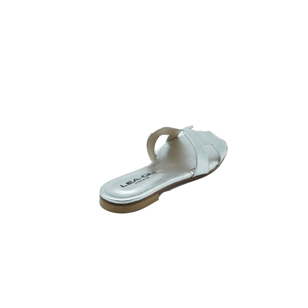 Lea Gu ciabattina in nappa laminata, fascia frontale, punta quadrata, tacco 10mm Pezzi Unici