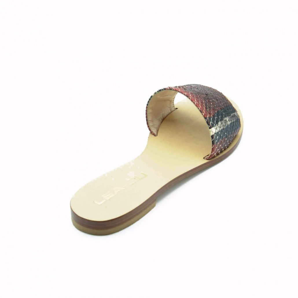 Lea Gu ciabattina in nappa stampa pitone, fascia frontale, tacco 15 mm Soddisfazione Garantita