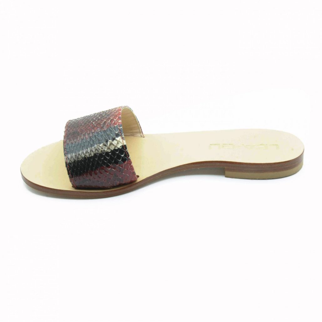 Lea Gu ciabattina in nappa stampa pitone, fascia frontale, tacco 15 mm Soddisfazione Garantita