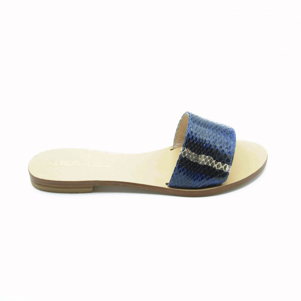 Lea Gu ciabattina in nappa stampa pitone, fascia frontale, tacco 15 mm Soddisfazione Garantita