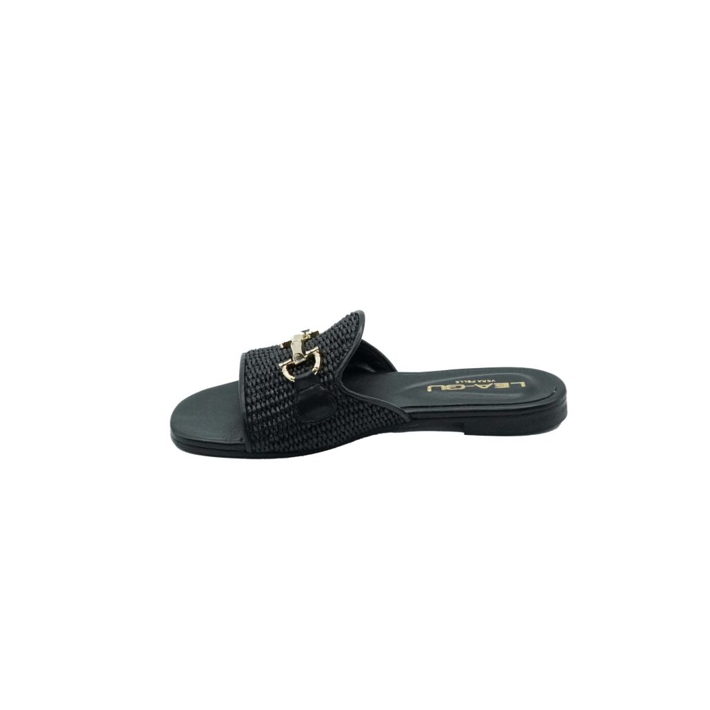 Lea Gu ciabattina in nappa, fascia frontale in rafia con accessorio, tacco 10mm Fino Al -60%