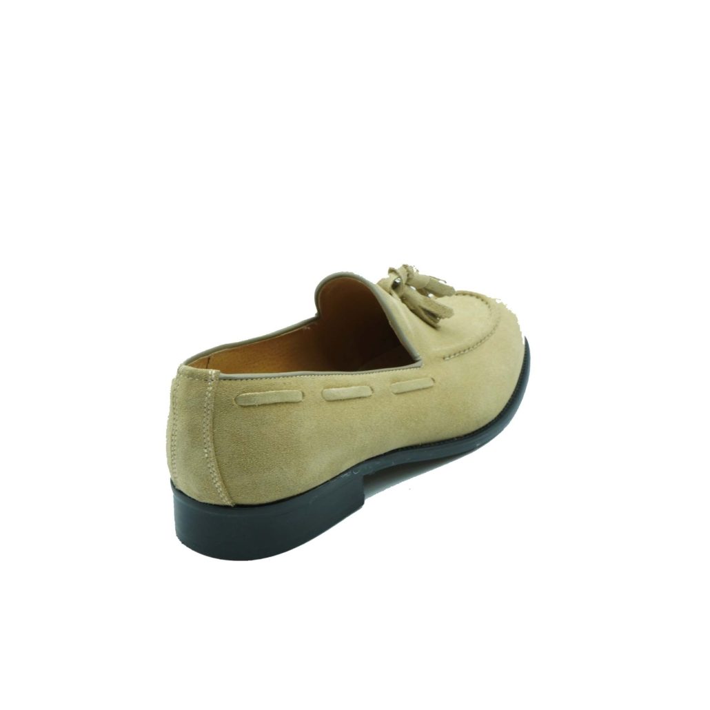 Lea Gu mocassino in camoscio, nappine frontali, fondo cuoio 25mm Novità