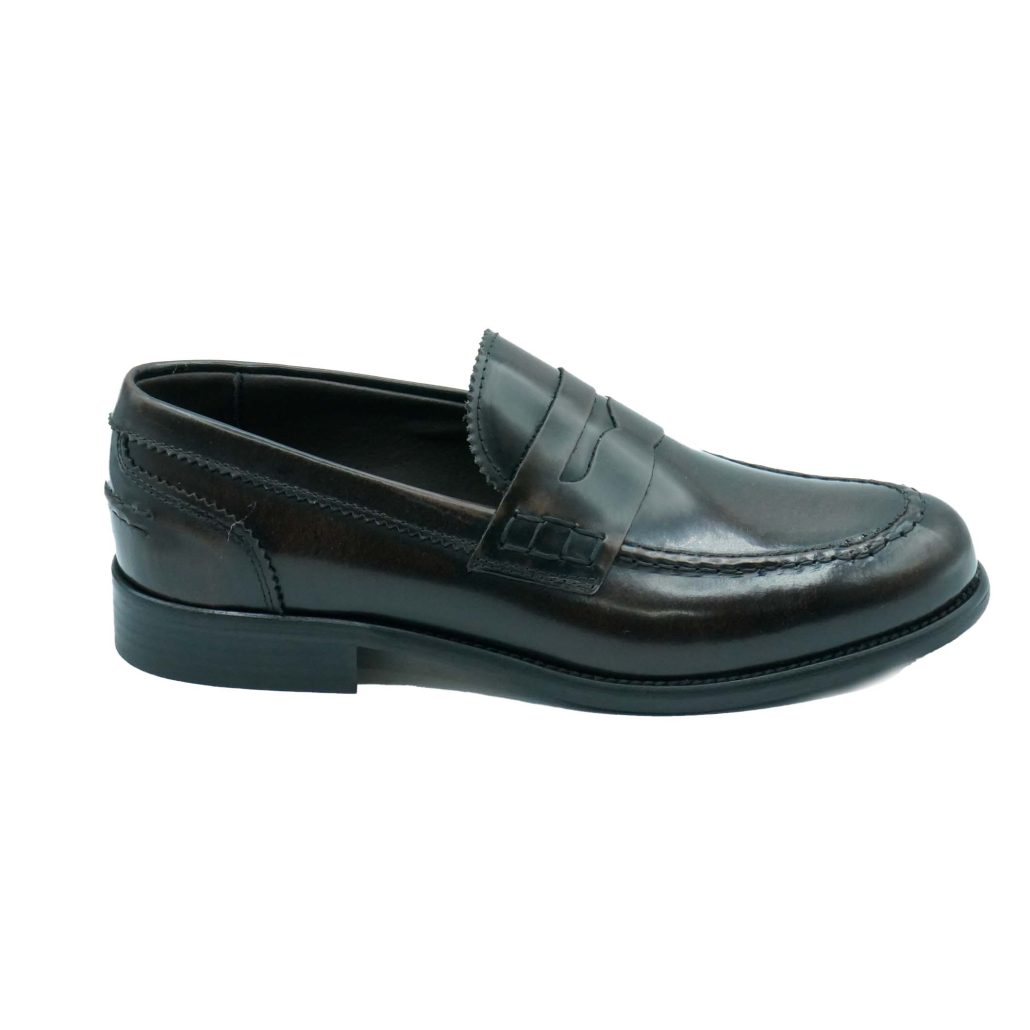 Lea Gu mocassino in vitello abrasivato, bocca di leone frontale, tacco 25mm Outlet