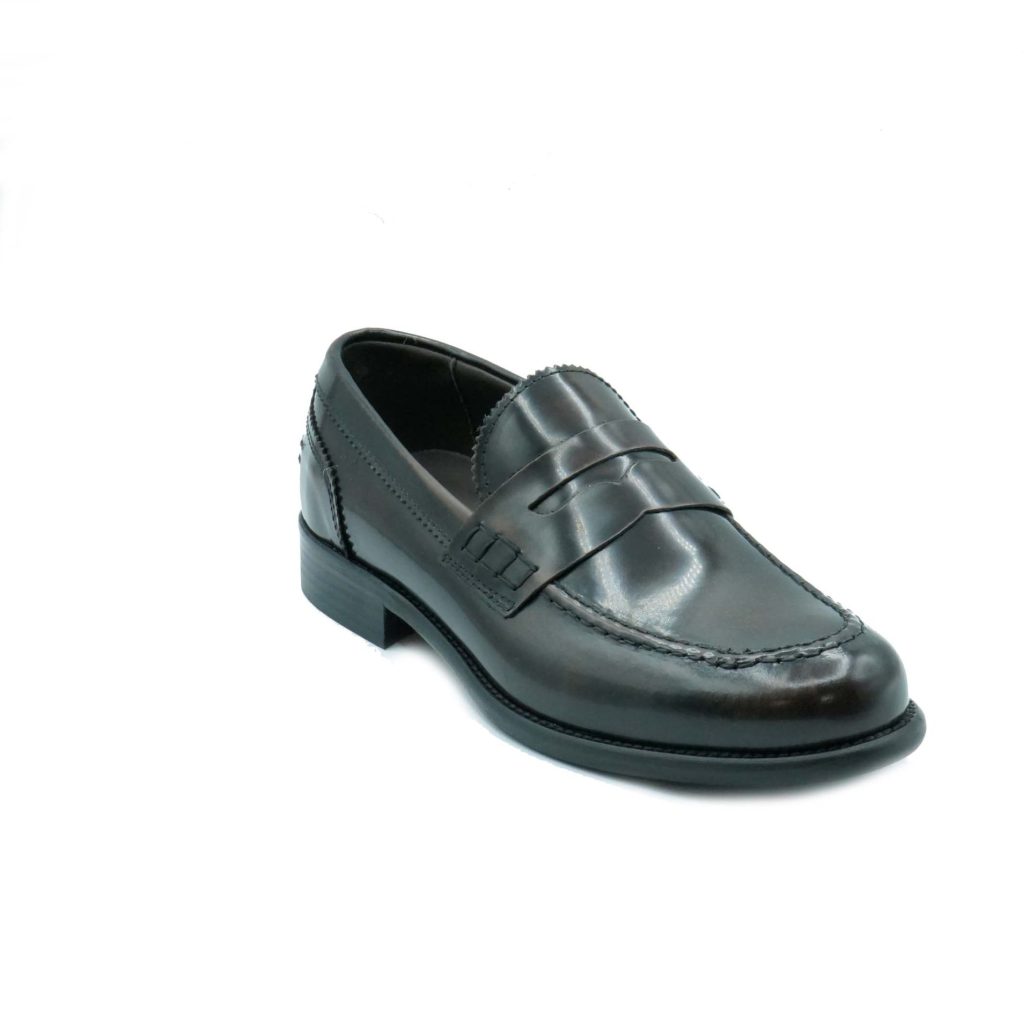 Lea Gu mocassino in vitello abrasivato, bocca di leone frontale, tacco 25mm Outlet