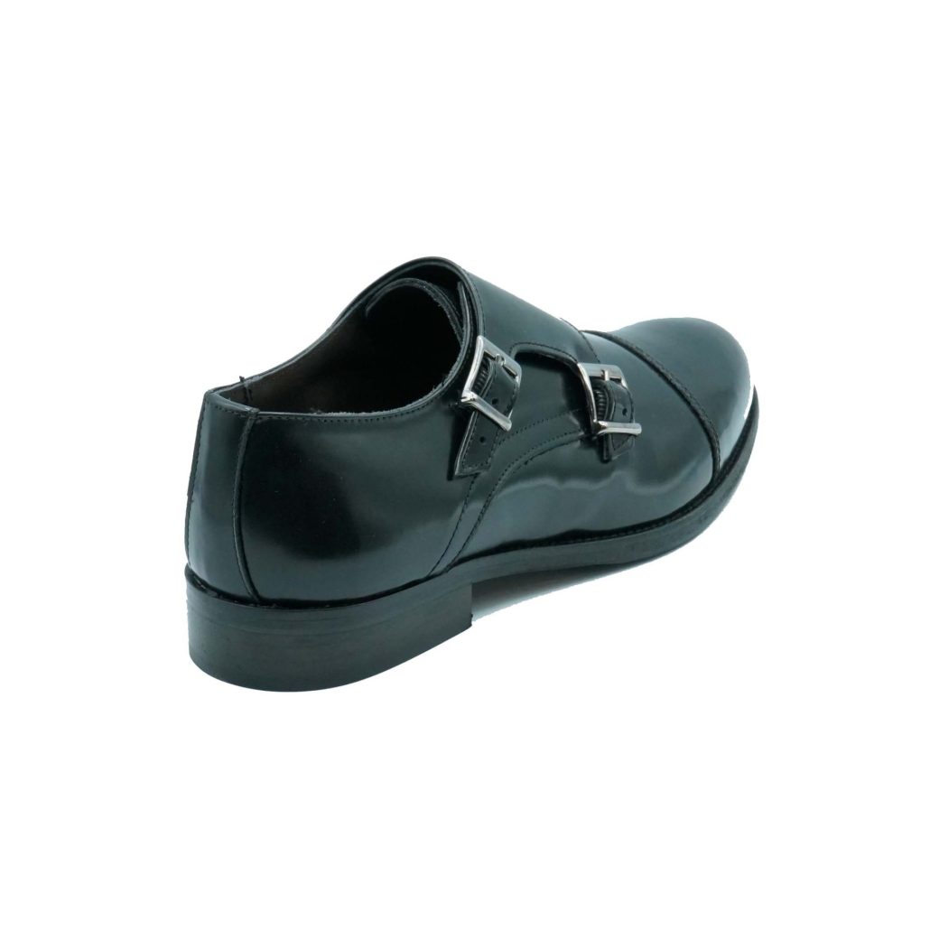 Lea Gu mocassino in vitello abrasivato, doppia fibbia frontale, tacco 25mm In Vendita