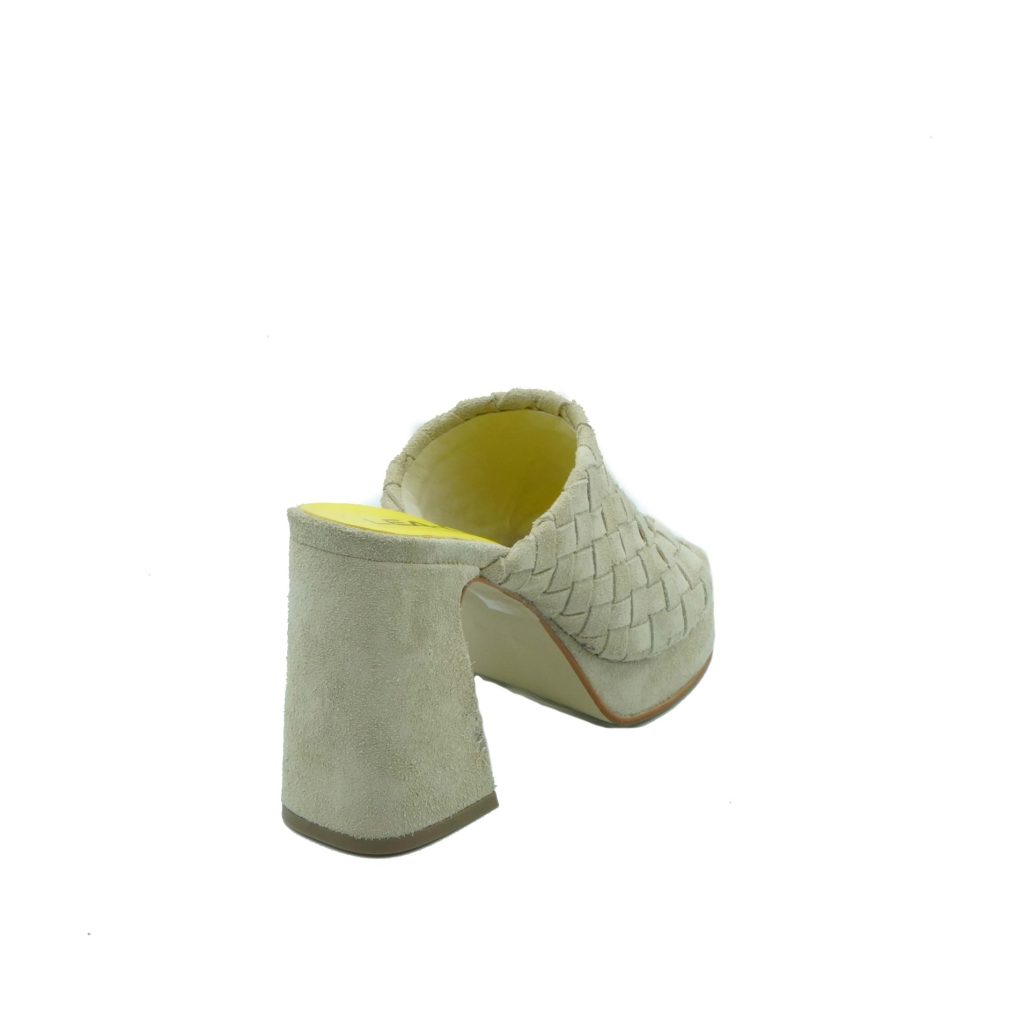 Lea Gu sabot in camoscio, fascia frontale intrecciata, tacco ricoperto 100mm plateau 20mm Vendita Calda