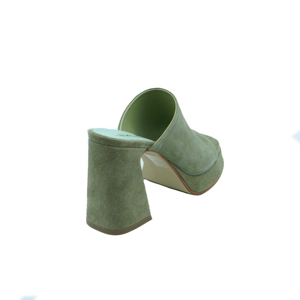 Lea Gu sabot in camoscio, fascia frontale, tacco ricoperto 100mm plateau 20mm Vendita Economica