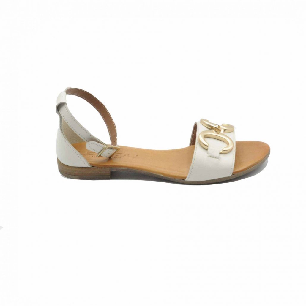 Lea Gu sandalino in nappa, fascia centrale con accessorio, allacciato in caviglia, tacco 15 mm Saldi Di Fabbrica