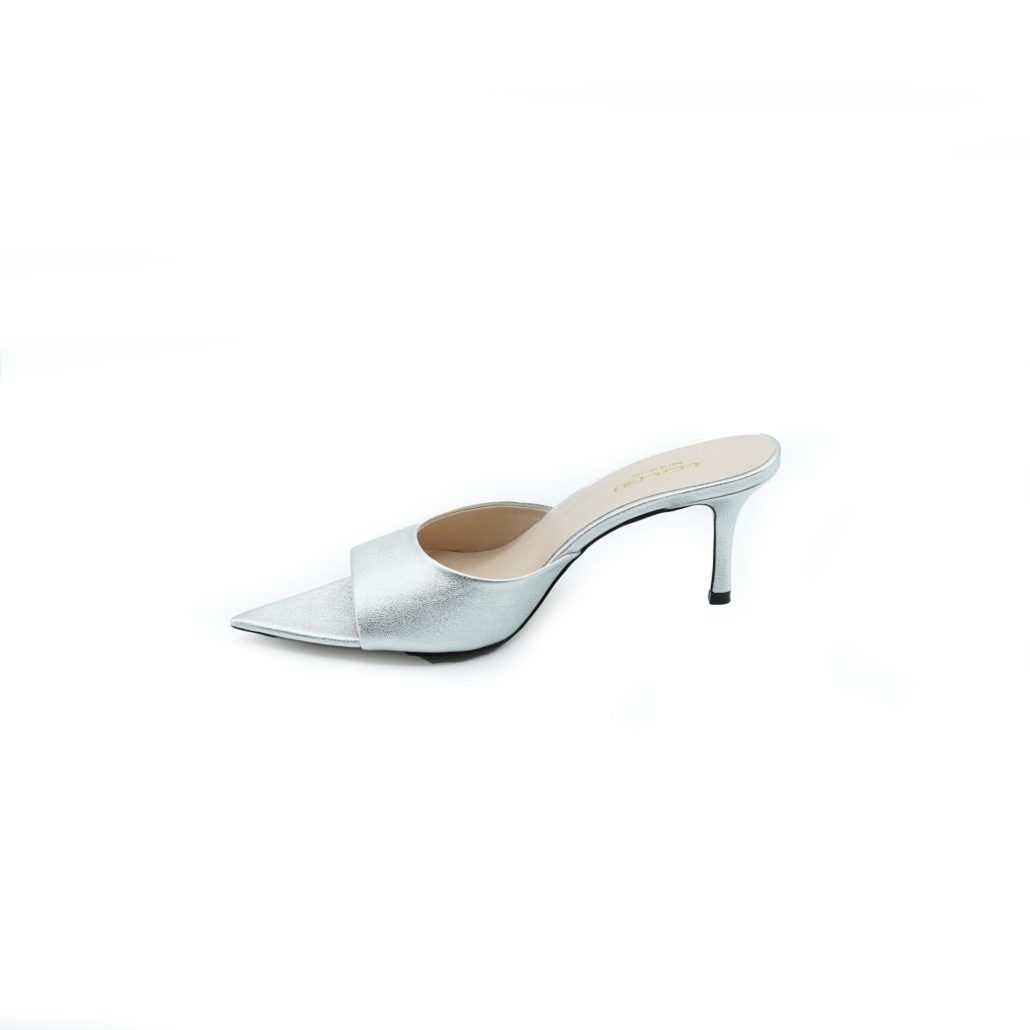 Lea Gu sandalo con tacco in nappa laminata, fascia frontale, tacco 60mm Nuova
