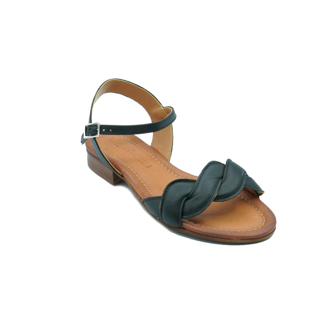 Lea Gu sandalo in nappa intrecciata, fascia frontale, chiusura posteriore, tacco 20mm Qualità