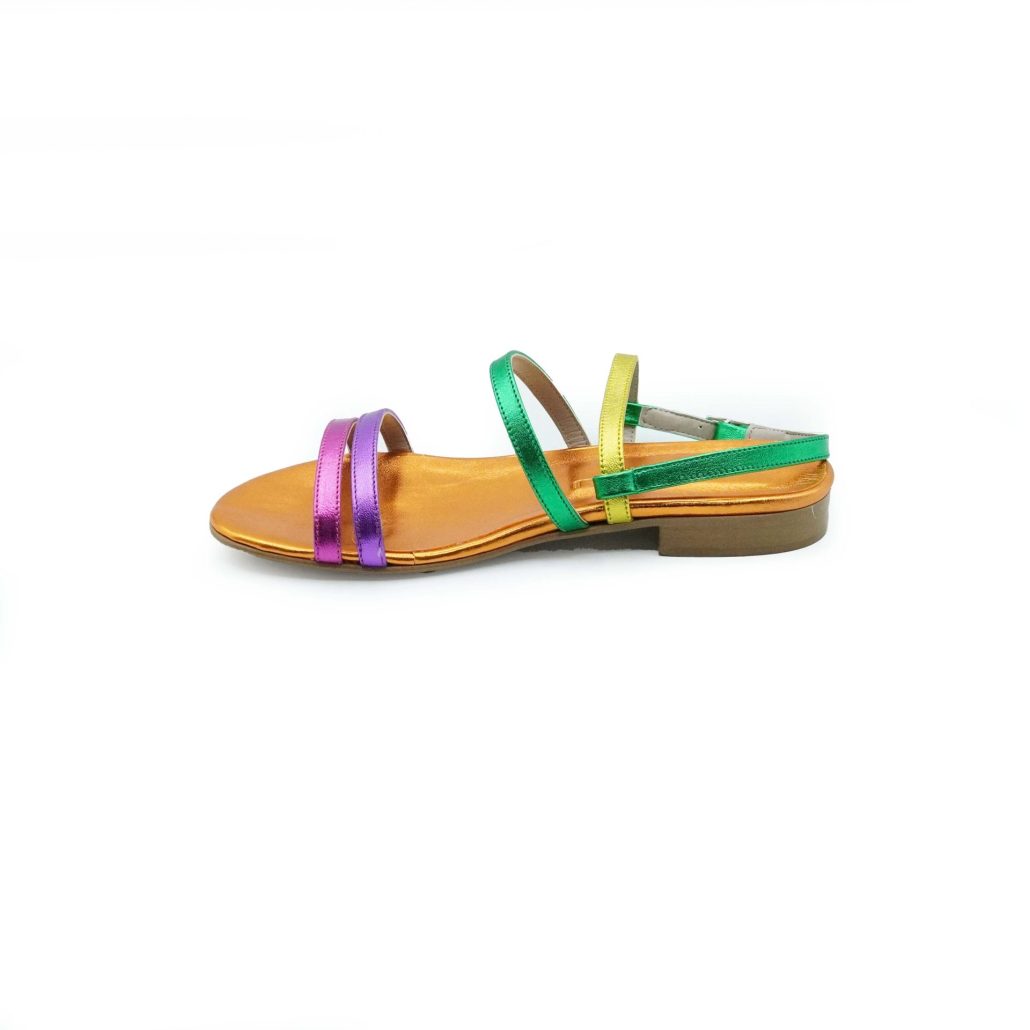 Lea Gu sandalo in nappa laminata, fasce frontali, chiusura posteriore, tacco 10mm Promozione