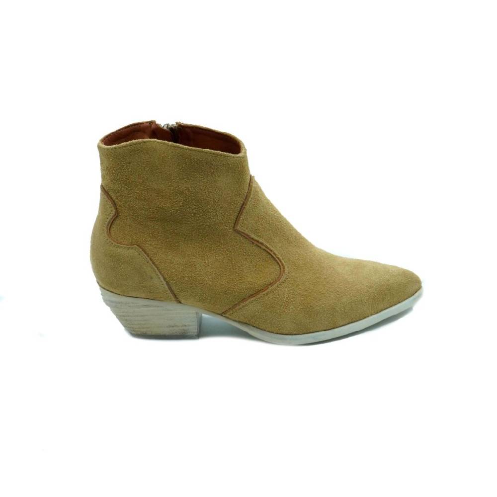Lea Gu texano in camoscio con inserti in nappa, zip interna, tacco 40 mm Soddisfazione Garantita