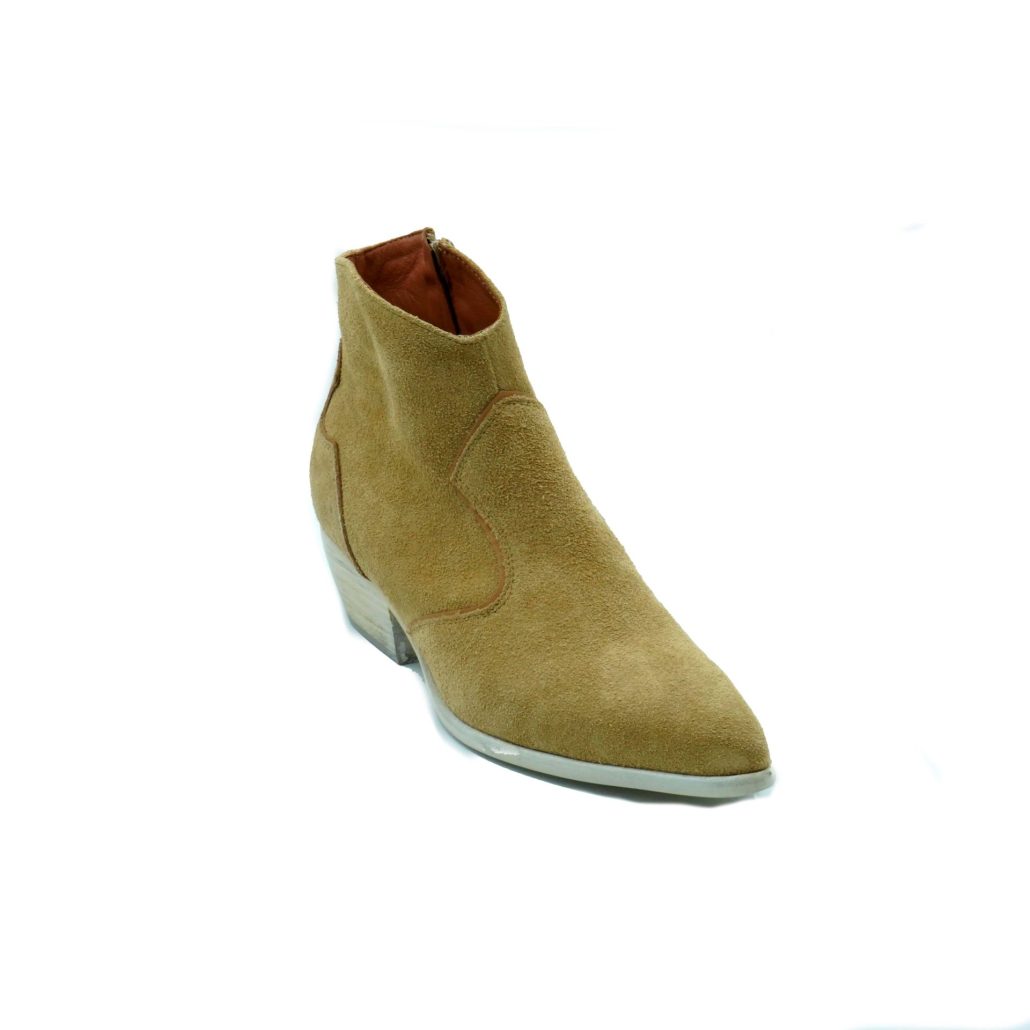 Lea Gu texano in camoscio con inserti in nappa, zip interna, tacco 40 mm Soddisfazione Garantita
