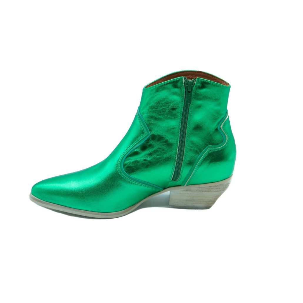Lea Gu texano in nappa laminata con inserti in nappa, zip interna, tacco 40mm Negozi Online