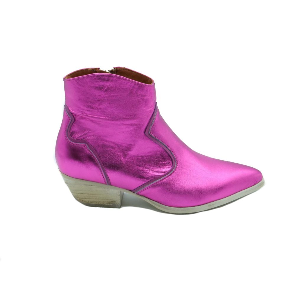 Lea Gu texano in nappa laminata con inserti in nappa, zip interna, tacco 40mm Negozi Online