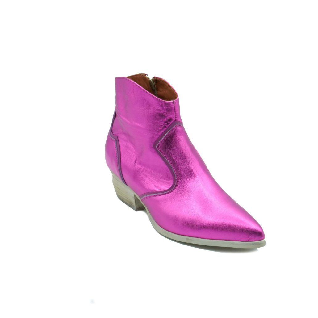 Lea Gu texano in nappa laminata con inserti in nappa, zip interna, tacco 40mm Negozi Online