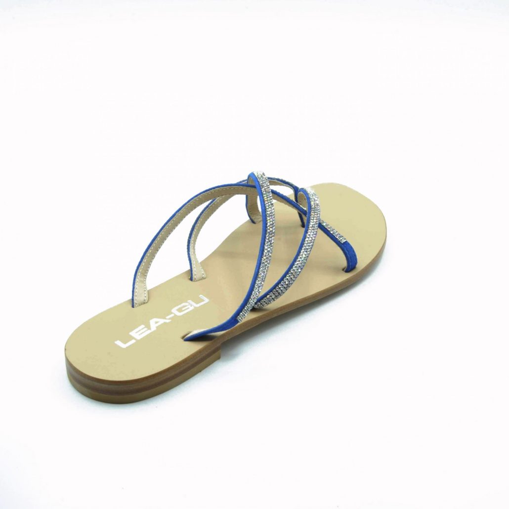 Lea Gu infradito in camoscio, incrocio con strass frontale, tacco 15 mm Shopping Online