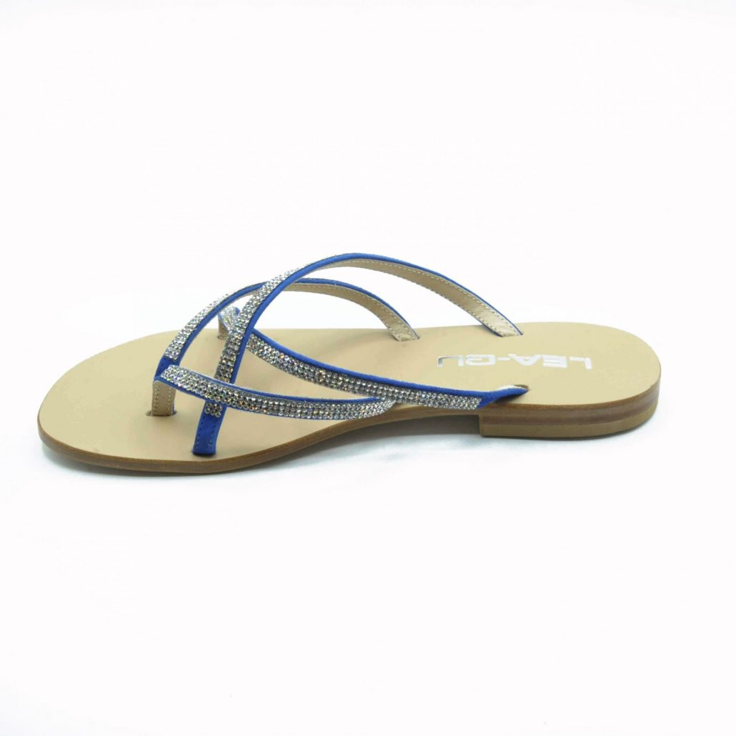 Lea Gu infradito in camoscio, incrocio con strass frontale, tacco 15 mm Shopping Online