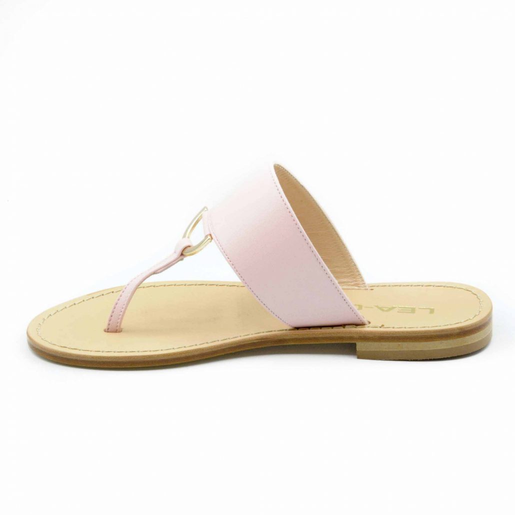 Lea Gu infradito in nappa, accessorio oro frontale, tacco 10 mm Prezzo Ridotto