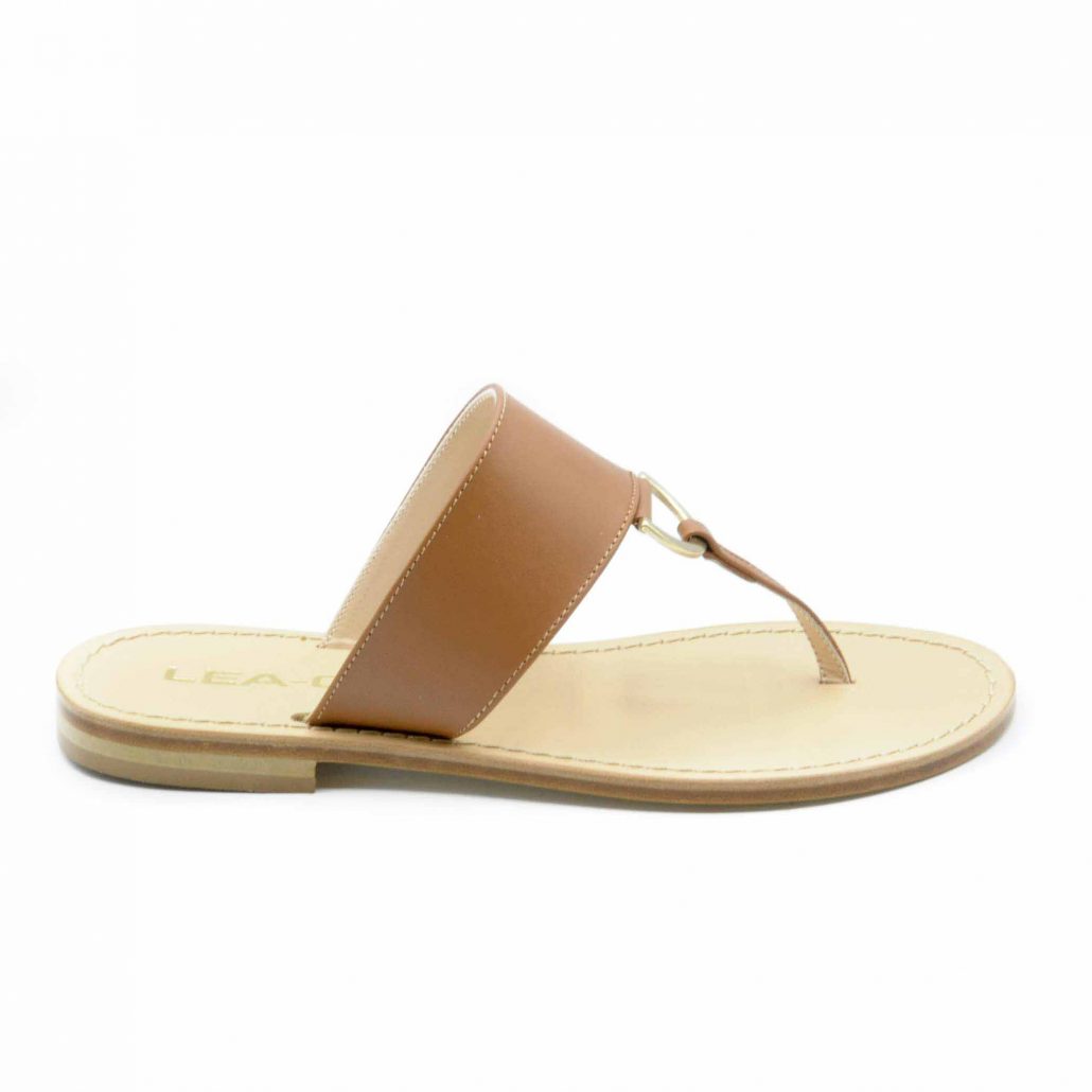 Lea Gu infradito in nappa, accessorio oro frontale, tacco 10 mm Prezzo Ridotto