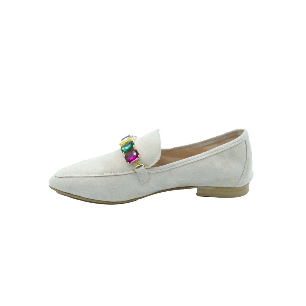 Lea Gu mocassino in camoscio, accessorio frontale, tacco 10mm Convenienza