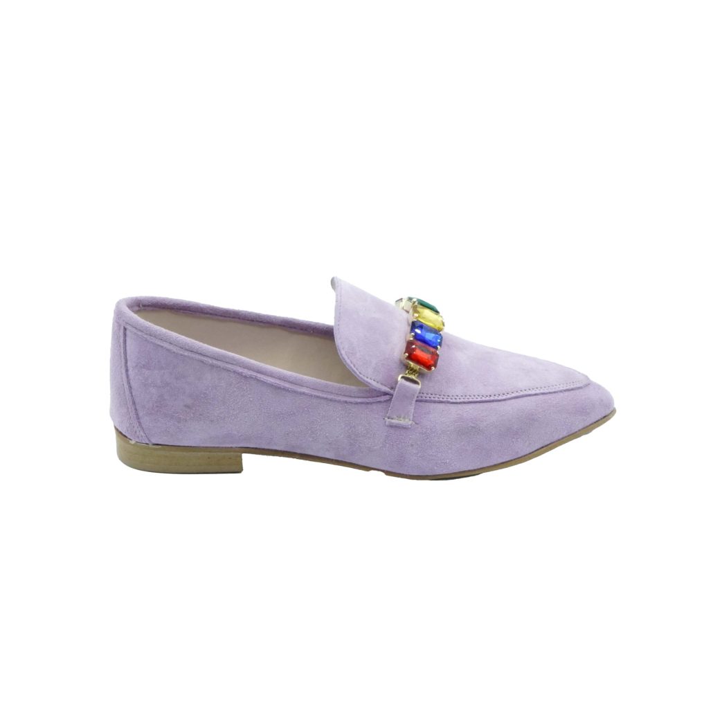 Lea Gu mocassino in camoscio, accessorio frontale, tacco 10mm Convenienza