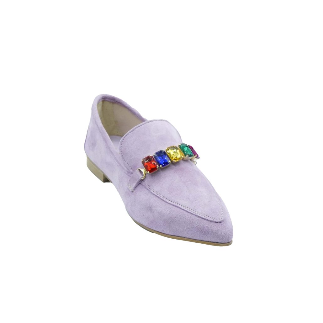 Lea Gu mocassino in camoscio, accessorio frontale, tacco 10mm Convenienza