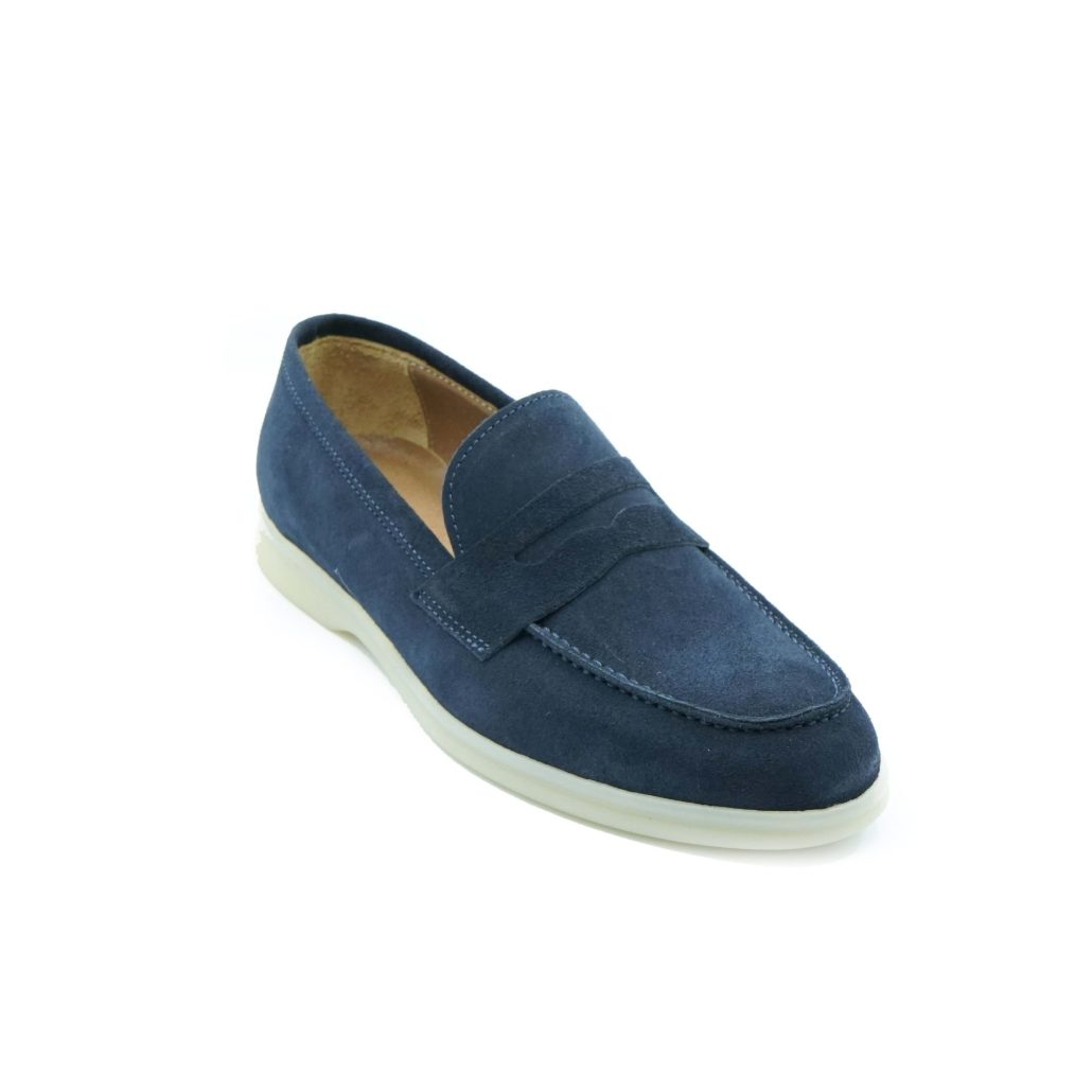 Lea Gu mocassino in camoscio, bocca di leone frontale, fondo gomma 20mm Novità