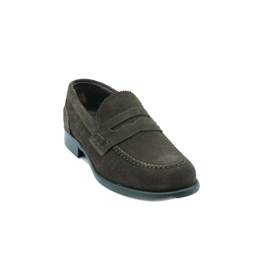 Lea Gu mocassino in camoscio, bocca di leone frontale, tacco 25mm Sconto