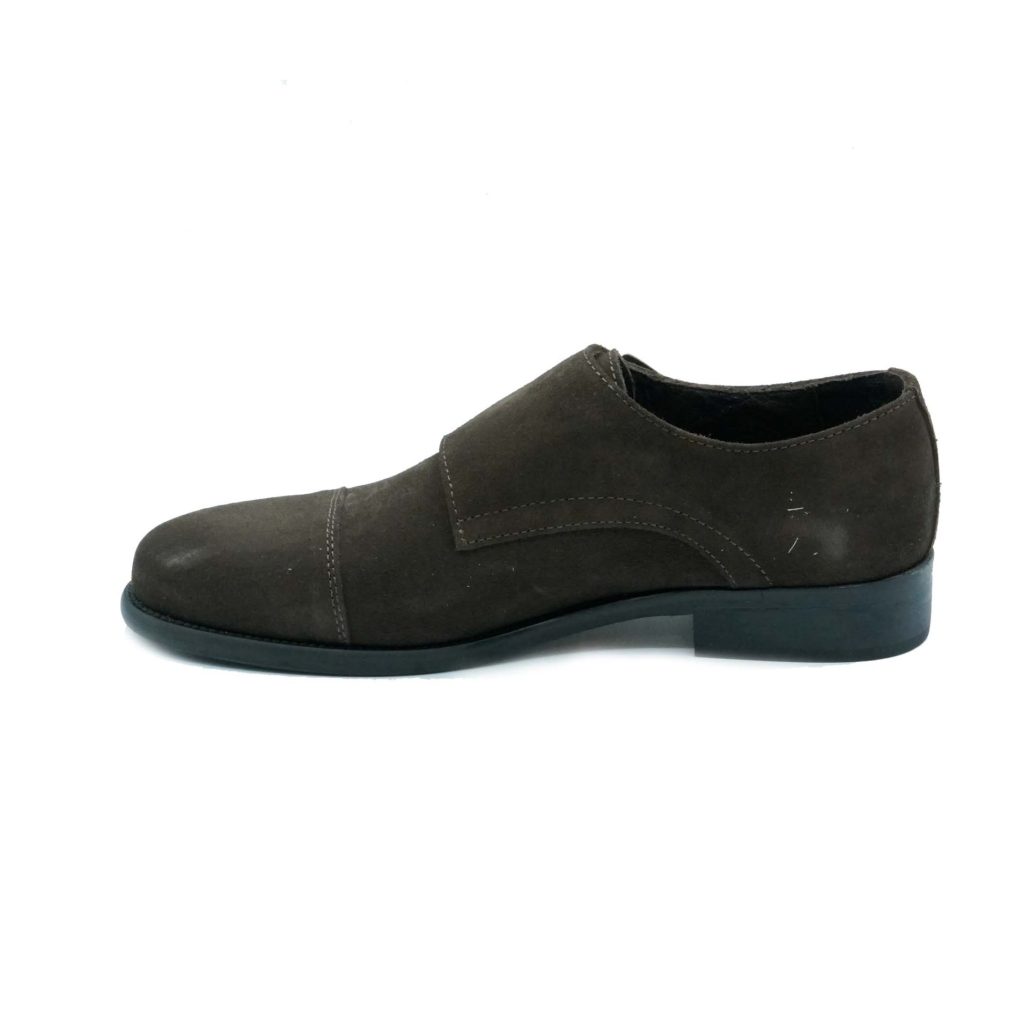 Lea Gu mocassino in camoscio, doppia fibbia frontale, tacco 25mm Economico
