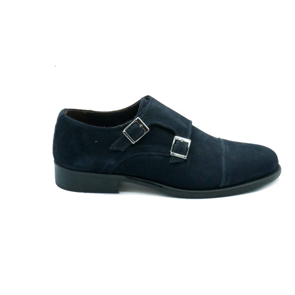 Lea Gu mocassino in camoscio, doppia fibbia frontale, tacco 25mm Economico