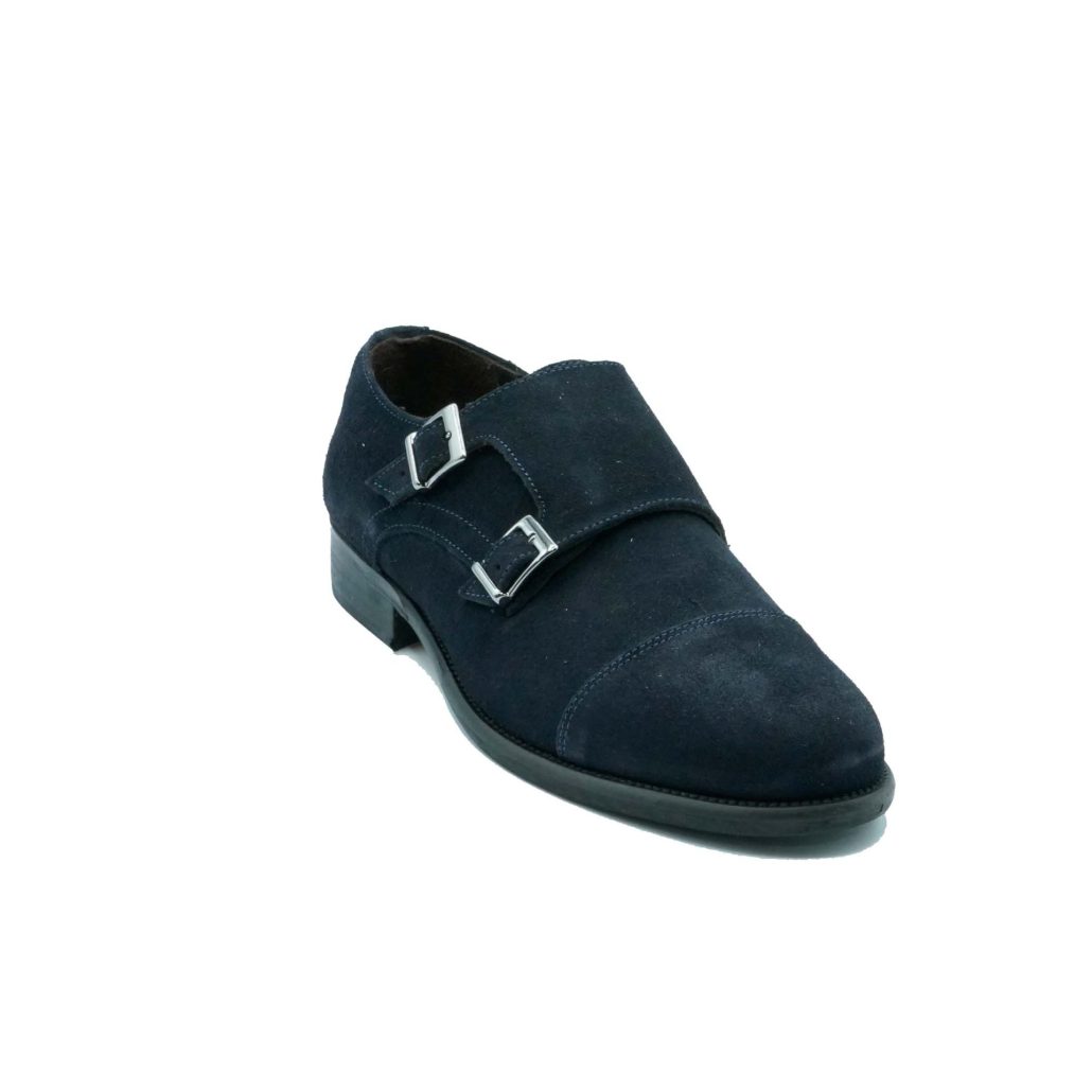Lea Gu mocassino in camoscio, doppia fibbia frontale, tacco 25mm Economico