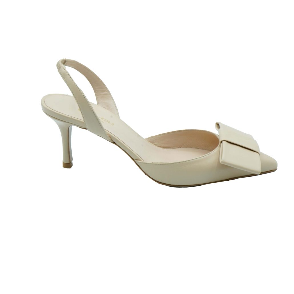 Lea Gu slingback in nappa, fiocco frontale, tacco 65mm In Vendita