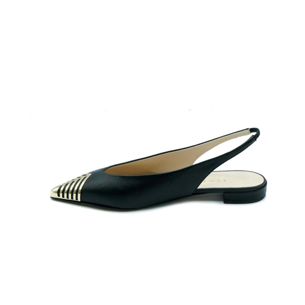 Lea Gu slingback in nappa, punta metallica, tacco 10mm Hotsell