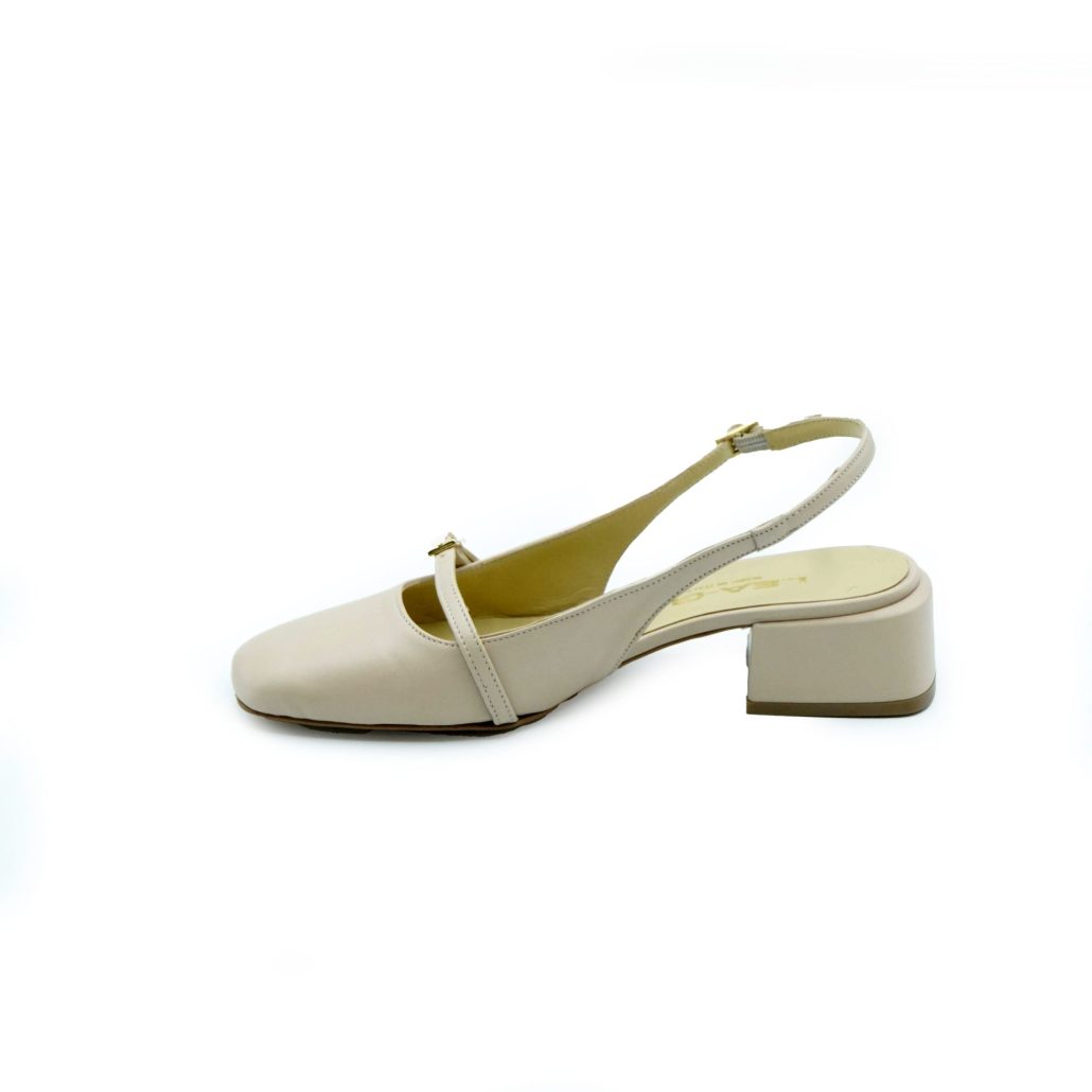 Lea Gu slingback in nappa, punta quadrata, cinturino frontale, tacco 35mm Vendita Economica
