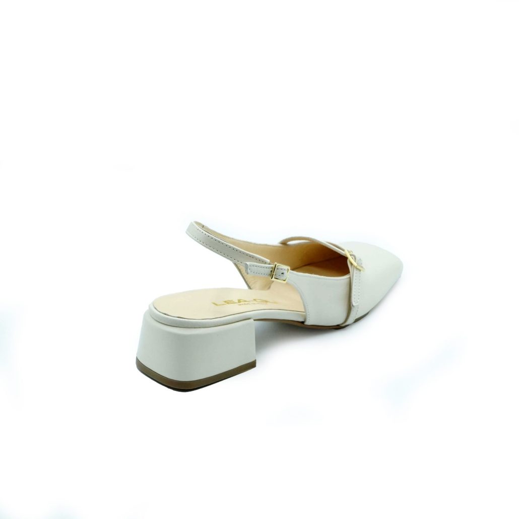 Lea Gu slingback in nappa, punta quadrata, cinturino frontale, tacco 35mm Vendita Economica