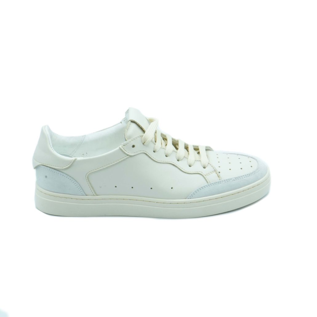 Lea Gu sneakers in nappa, allacciatura frontale, tallone in contrasto, fondo gomma 30mm Italy