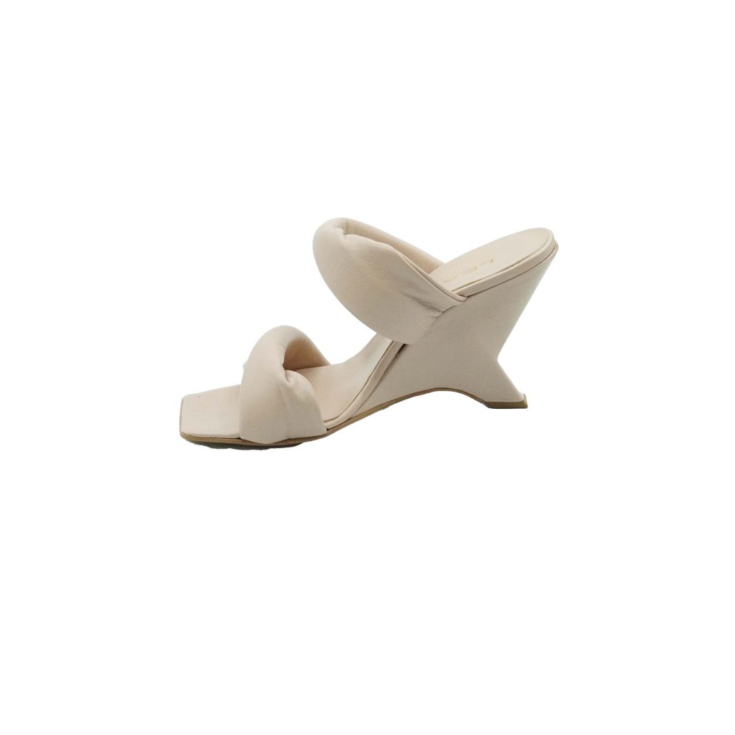 Lea Gu sandalo in nappa, doppia fascia frontale, tacco 85mm 2025