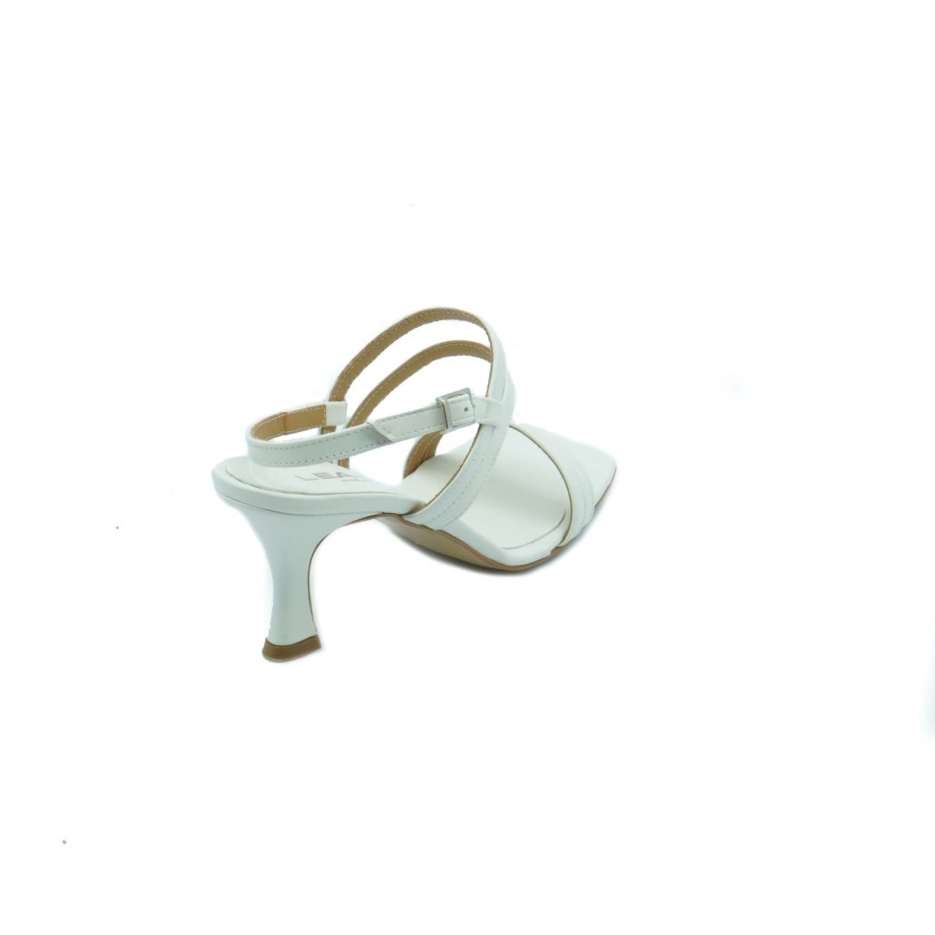 Lea Gu sandalo in nappa, doppie fasce frontali, punta quadrata, chiusura posteriore, tacco ricoperto 40mm In Linea
