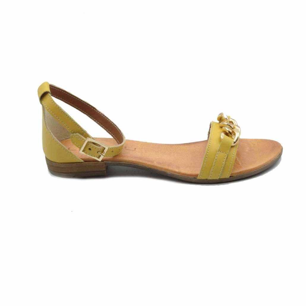 Lea Gu sandalo in nappa, fascia con accessorio oro centrale, cinturino alla caviglia, tacco 15 mm Vendita
