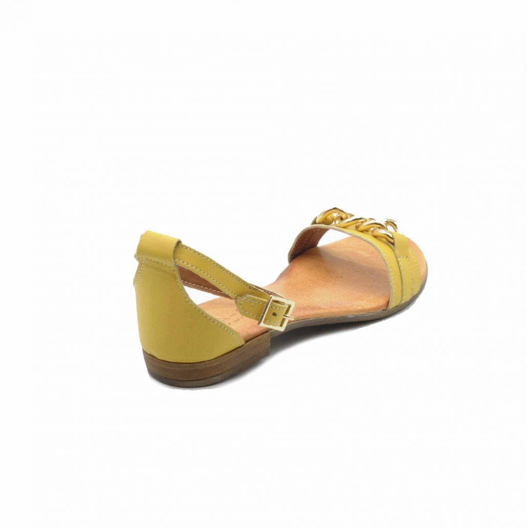 Lea Gu sandalo in nappa, fascia con accessorio oro centrale, cinturino alla caviglia, tacco 15 mm Vendita