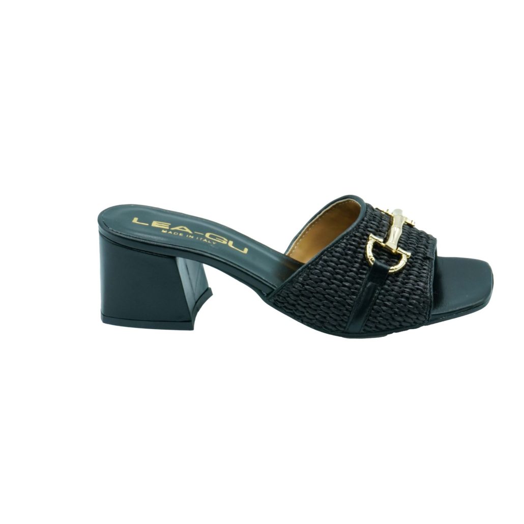 Lea Gu sandalo in nappa, fascia frontale in rafia con accessorio, tacco 50mm Negozi Online