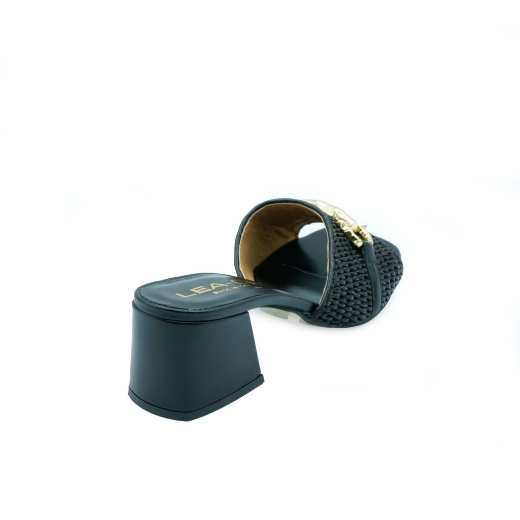 Lea Gu sandalo in nappa, fascia frontale in rafia con accessorio, tacco 50mm Negozi Online